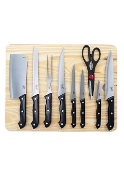 Discount ⭐ Lexi Home 10 Piece Cutlery Set with Jumbo Wooden Cutting Board 🎉 -Cheap Waverly® Store Belk 997